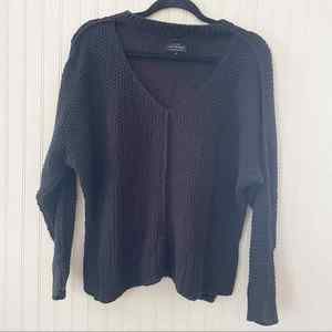 Lucky Brand Womens Size XS oversized Black Cut Out Neckline Knit Sweater